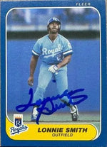 Lonnie Smith Signed 1986 Fleer Baseball Card - Kansas City Royals