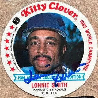Lonnie Smith Signed 1986 Kitty Clover Baseball Card - Kansas City Royals