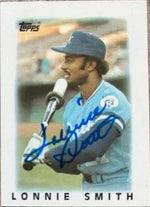 Lonnie Smith Signed 1986 Topps Major League Leader Minis Baseball Card - Kansas City Royals