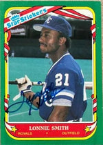 Lonnie Smith Signed 1987 Fleer Star Stickers Baseball Card - Kansas City Royals