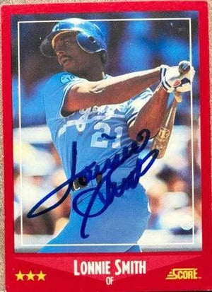 Lonnie Smith Signed 1988 Score Baseball Card - Kansas City Royals