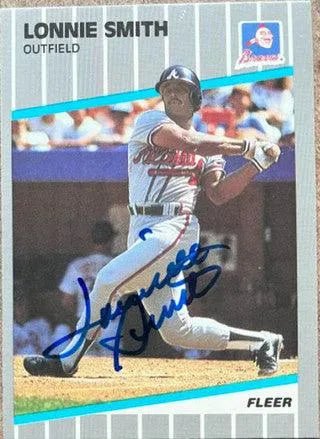 Lonnie Smith Signed 1989 Fleer Update Baseball Card - Atlanta Braves