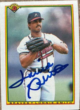 Lonnie Smith Signed 1990 Bowman Baseball Card - Atlanta Braves - PastPros