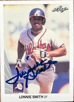 Lonnie Smith Signed 1990 Leaf Baseball Card - Atlanta Braves