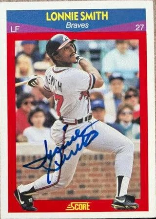 Lonnie Smith Signed 1990 Score 100 Superstars Baseball Card - Atlanta Braves