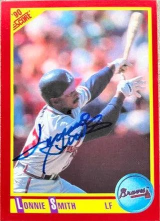 Lonnie Smith Signed 1990 Score Baseball Card - Atlanta Braves