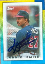 Lonnie Smith Signed 1990 Topps Major League Leader Minis Baseball Card - Atlanta Braves