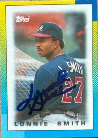 Lonnie Smith Signed 1990 Topps Major League Leader Minis Baseball Card - Atlanta Braves