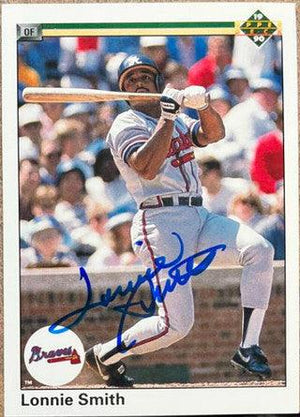 Lonnie Smith Signed 1990 Upper Deck Baseball Card - Atlanta Braves - PastPros