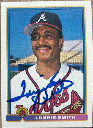 Lonnie Smith Signed 1991 Bowman Baseball Card - Atlanta Braves - PastPros