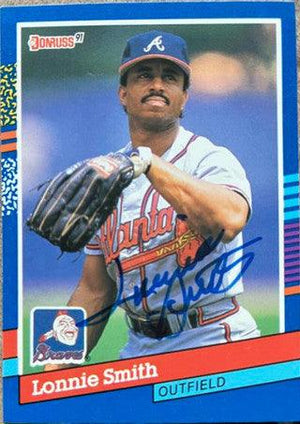Lonnie Smith Signed 1991 Donruss Baseball Card - Atlanta Braves - PastPros