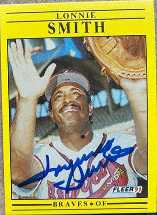 Lonnie Smith Signed 1991 Fleer Baseball Card - Atlanta Braves - PastPros