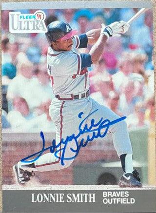 Lonnie Smith Signed 1991 Fleer Ultra Baseball Card - Atlanta Braves - PastPros