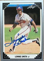 Lonnie Smith Signed 1991 Leaf Baseball Card - Atlanta Braves