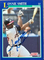 Lonnie Smith Signed 1991 Score Baseball Card - Atlanta Braves