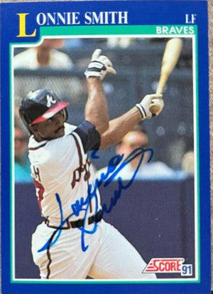 Lonnie Smith Signed 1991 Score Baseball Card - Atlanta Braves - PastPros