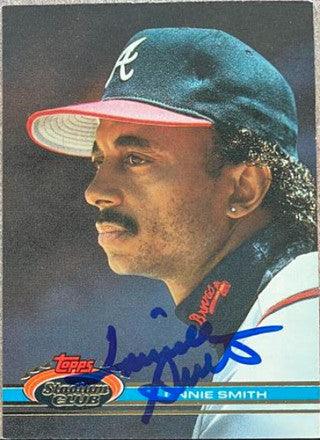 Lonnie Smith Signed 1991 Stadium Club Baseball Card - Atlanta Braves - PastPros