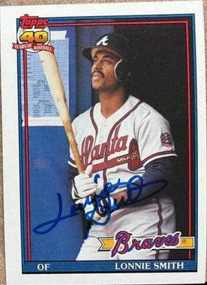 Lonnie Smith Signed 1991 Topps Baseball Card - Atlanta Braves