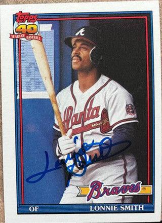 Lonnie Smith Signed 1991 Topps Baseball Card - Atlanta Braves - PastPros