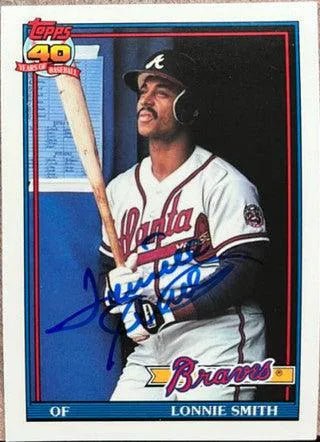 Lonnie Smith Signed 1991 Topps Tiffany Baseball Card - Atlanta Braves