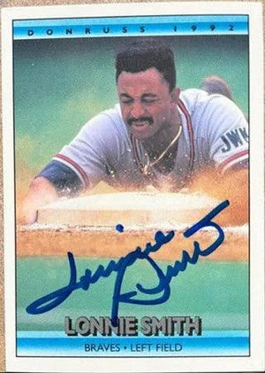 Lonnie Smith Signed 1992 Donruss Baseball Card - Atlanta Braves