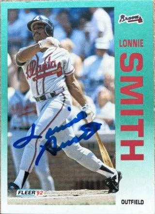 Lonnie Smith Signed 1992 Fleer Baseball Card - Atlanta Braves