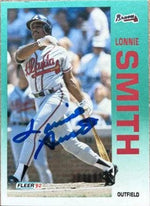 Lonnie Smith Signed 1992 Fleer Baseball Card - Atlanta Braves