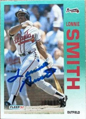 Lonnie Smith Signed 1992 Fleer Baseball Card - Atlanta Braves