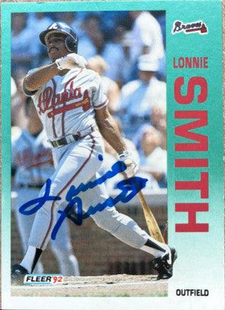 Lonnie Smith Signed 1992 Fleer Baseball Card - Atlanta Braves - PastPros