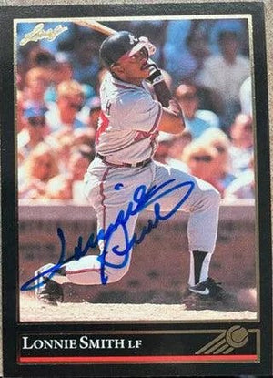 Lonnie Smith Signed 1992 Leaf Black Gold Baseball Card - Atlanta Braves