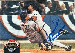 Lonnie Smith Signed 1992 Stadium Club Baseball Card - Atlanta Braves - PastPros