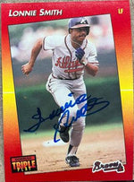 Lonnie Smith Signed 1992 Triple Play Baseball Card - Atlanta Braves - PastPros