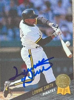 Lonnie Smith Signed 1993 Leaf Baseball Card - Pittsburgh Pirates
