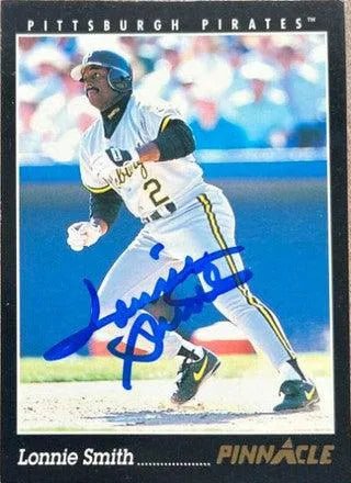 Lonnie Smith Signed 1993 Pinnacle Baseball Card - Pittsburgh Pirates
