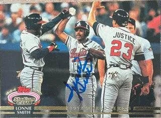 Lonnie Smith Signed 1993 Stadium Club Baseball Card - Atlanta Braves