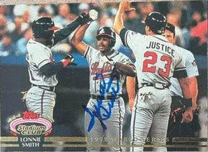 Lonnie Smith Signed 1993 Stadium Club Baseball Card - Atlanta Braves
