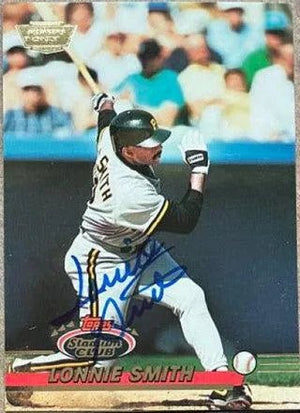 Lonnie Smith Signed 1993 Stadium Club First Day Production Baseball Card - Pittsburgh Pirates
