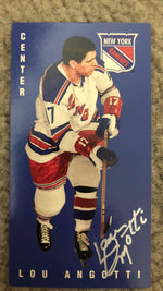 Lou Angotti Signed 1994-95 Parkhurst Tall Boys Hockey Card - New York Rangers - PastPros