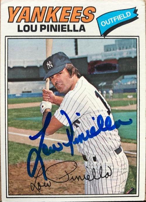 Lou Piniella Signed 1977 Topps Baseball Card - New York Yankees - PastPros
