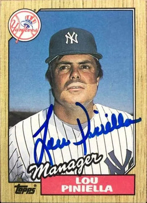 Lou Piniella Signed 1987 Topps Baseball Card - New York Yankees
