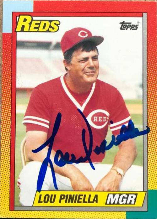 Lou Piniella Signed 1990 Topps Baseball Card - Cincinnati Reds - PastPros