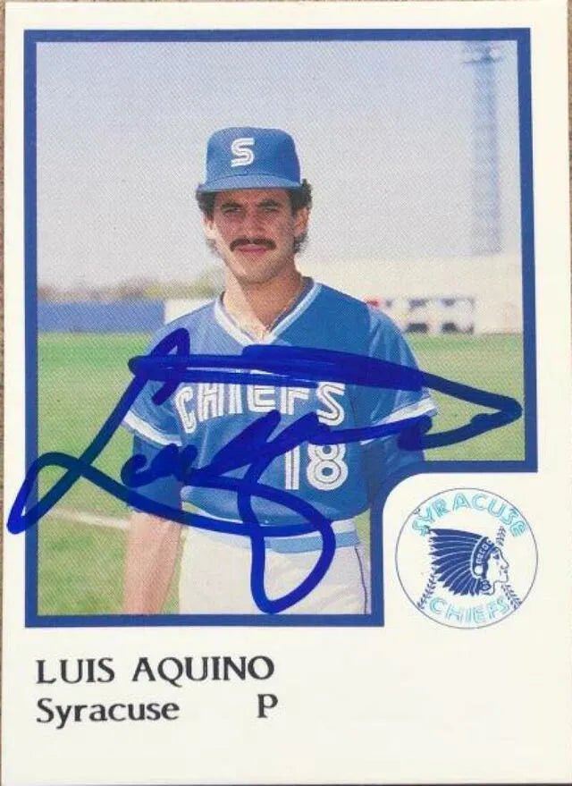 Luis Aquino Signed 1986 Pro Cards Baseball Card - Syracuse Chiefs
