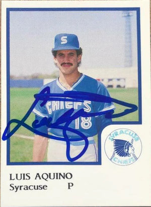 Luis Aquino Signed 1986 Pro Cards Baseball Card - Syracuse Chiefs - PastPros