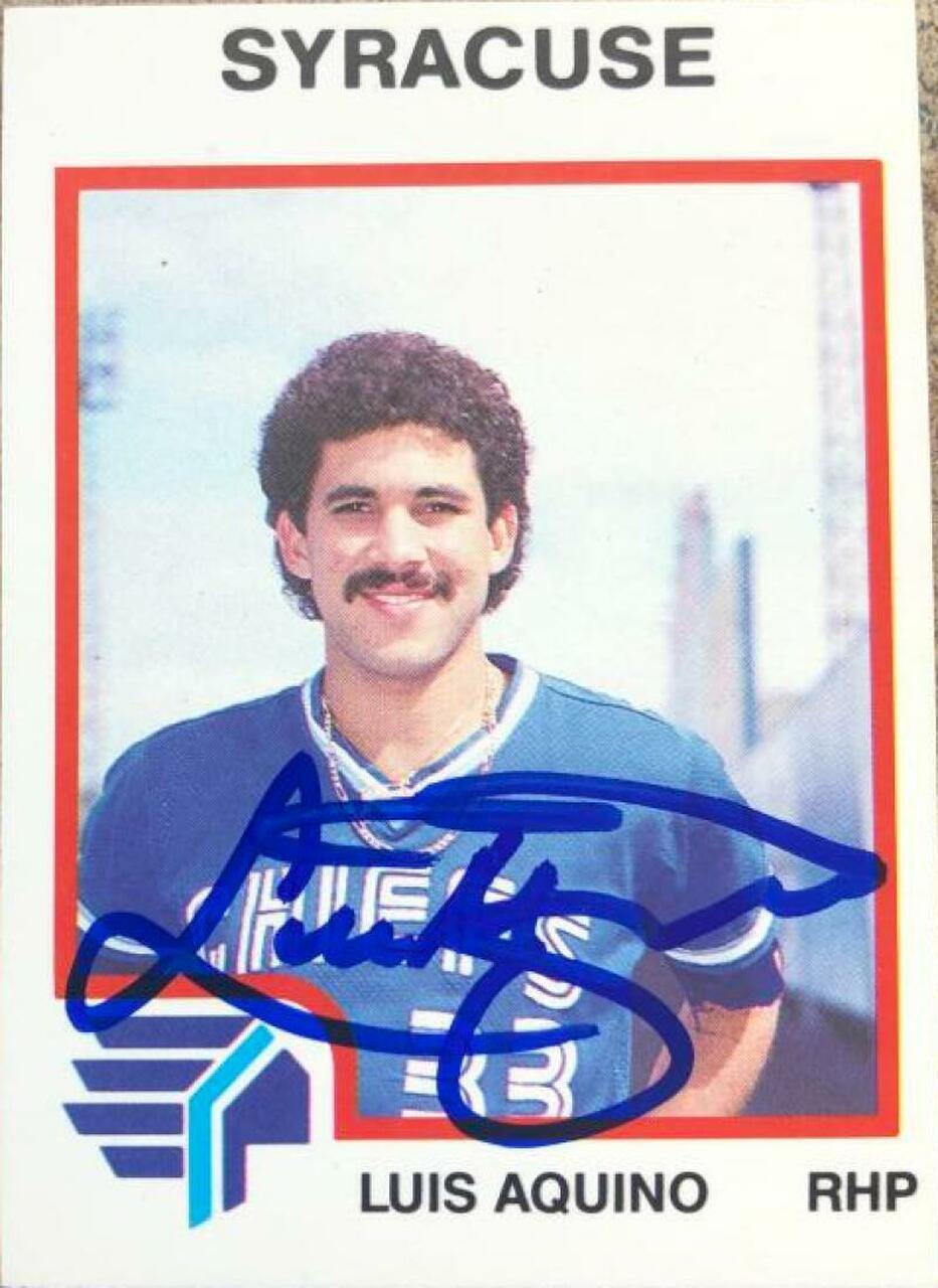 Luis Aquino Signed 1987 Pro Cards Baseball Card - Syracuse Chiefs - PastPros