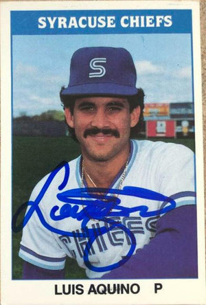 Luis Aquino Signed 1987 TCMA Baseball Card - Syracuse Chiefs - PastPros