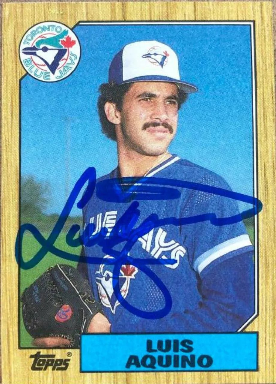Luis Aquino Signed 1987 Topps Baseball Card - Toronto Blue Jays