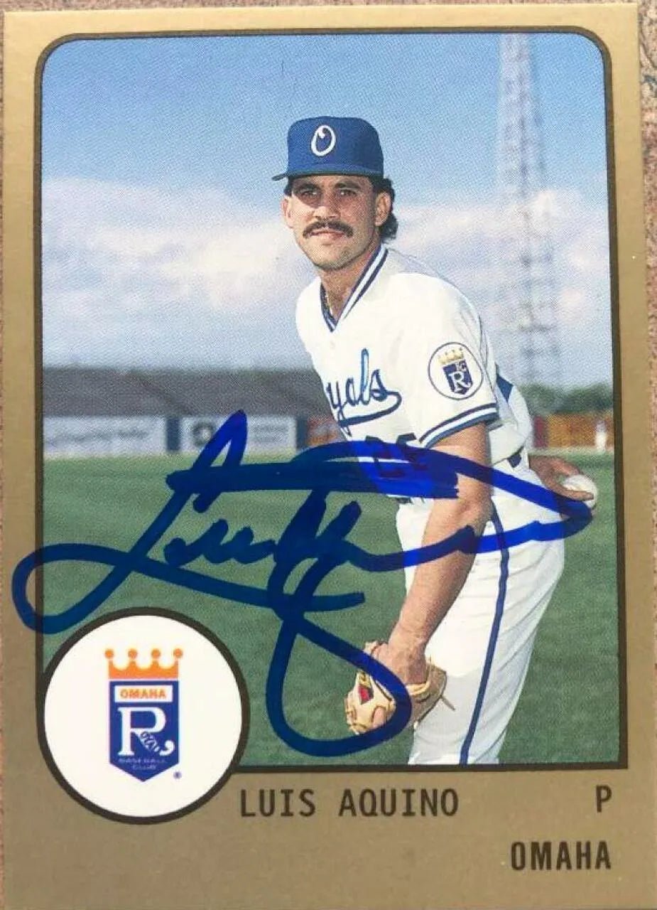 Luis Aquino Signed 1988 Pro Cards Baseball Card - Omaha Royals