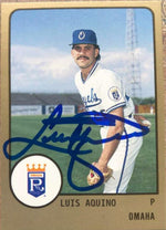 Luis Aquino Signed 1988 Pro Cards Baseball Card - Omaha Royals - PastPros