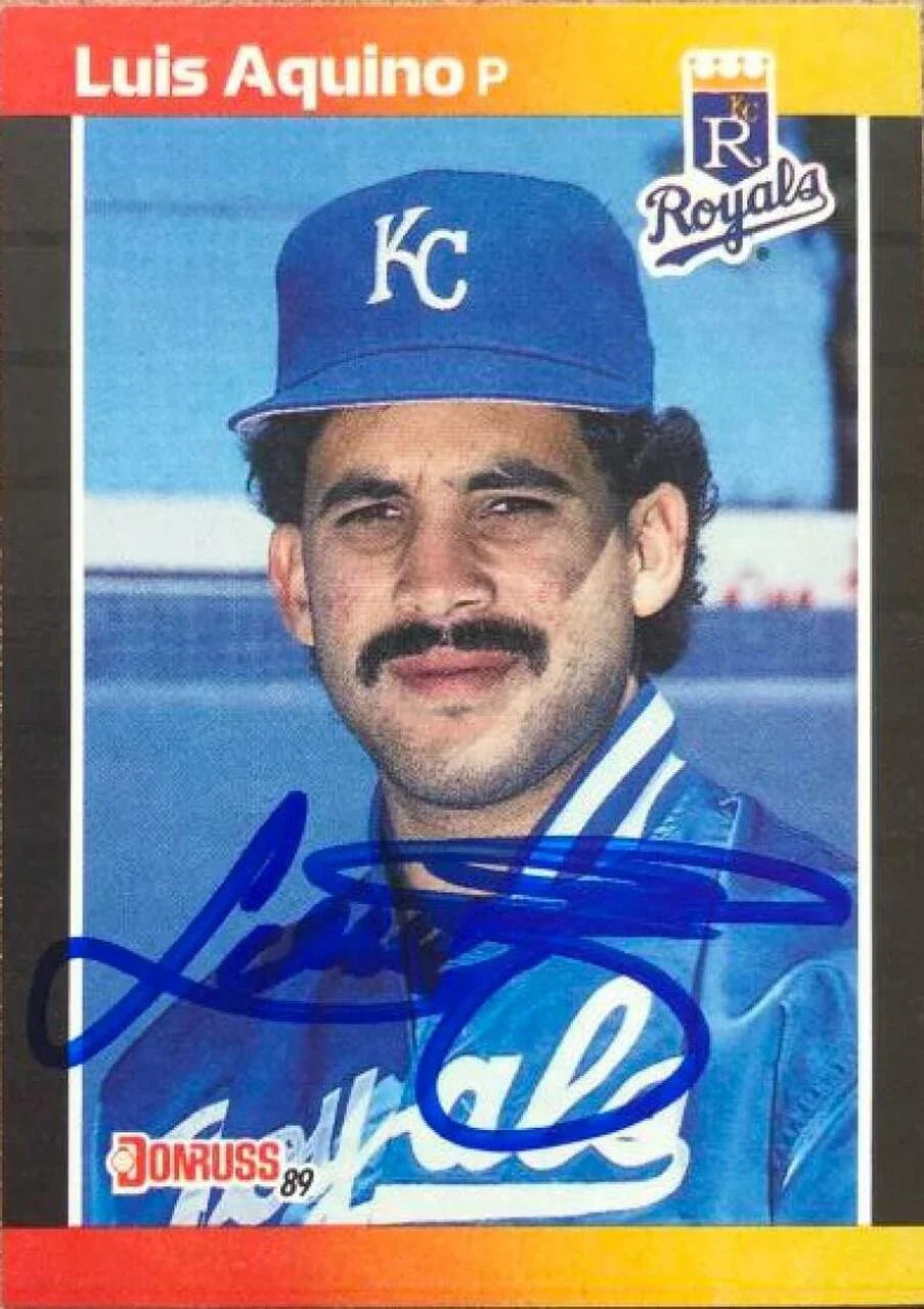 Luis Aquino Signed 1989 Donruss Baseball Card - Kansas City Royals