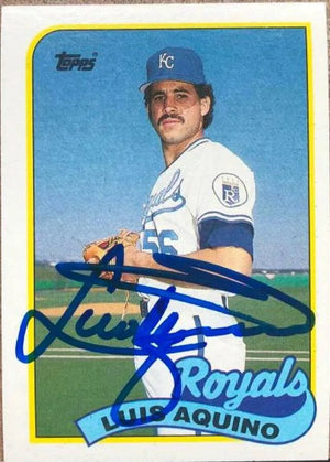 Luis Aquino Signed 1989 Topps Baseball Card - Kansas City Royals